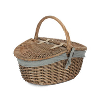 Antique Grey Oval Picnic Basket