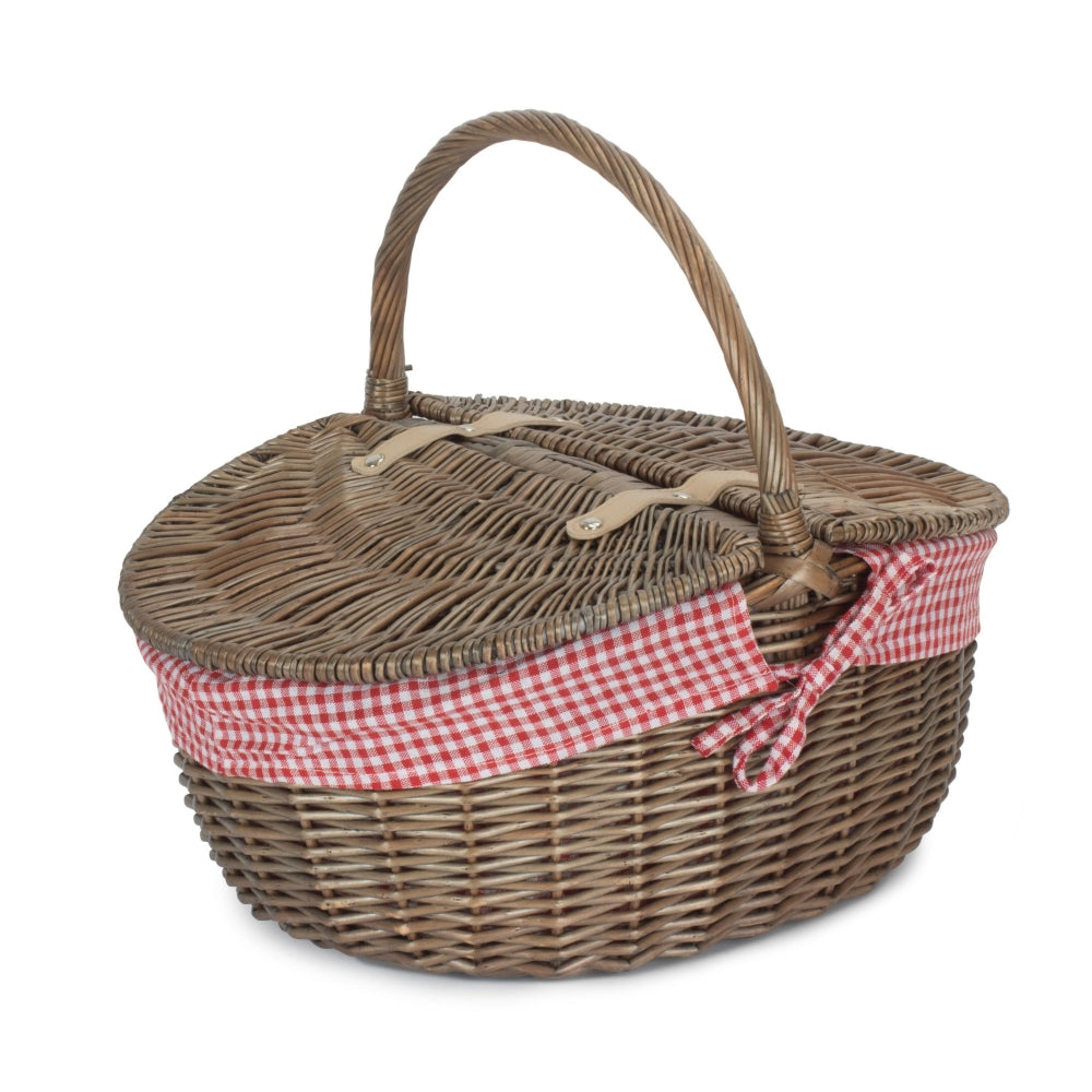 Panier de pique-nique ovale gris antique