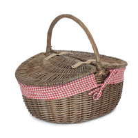 Panier de pique-nique ovale gris antique