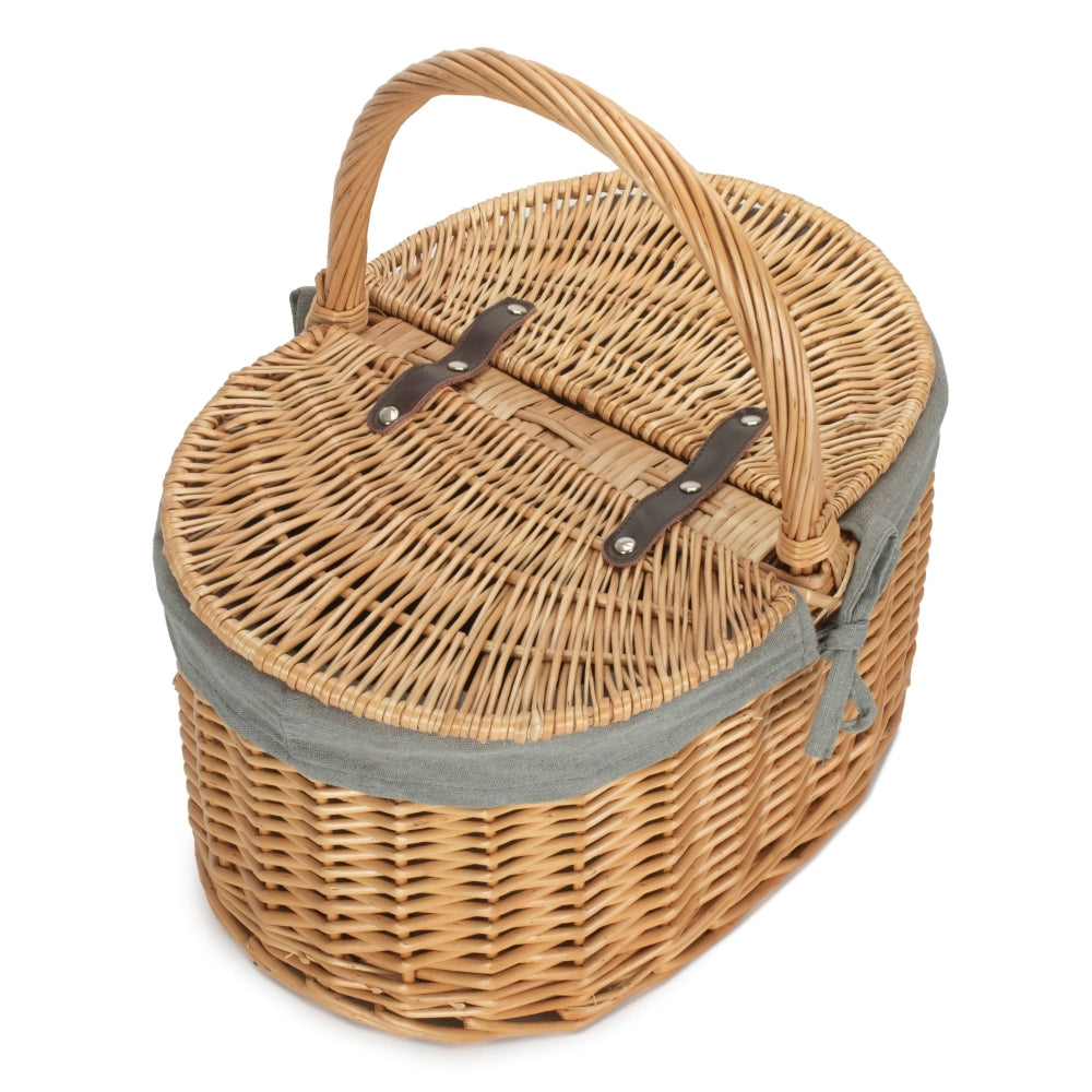 Red Hamper Buff Oval Butterfly Lidded Picnic Basket