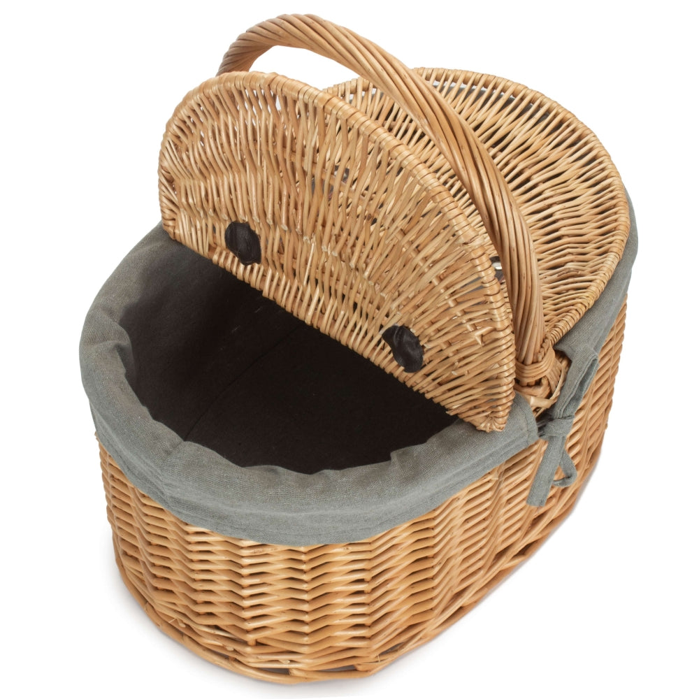 Red Hamper Buff Oval Butterfly Lidded Picnic Basket
