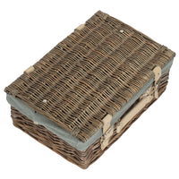 36 cm großer, antik gewaschener Picknickkorb aus Korbgeflecht mit Baumwollfutter