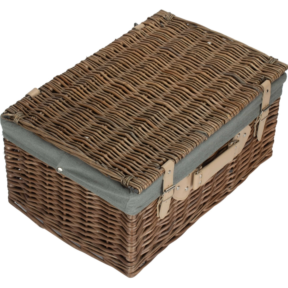 51cm Antique Wash Wicker Picnic Basket with Cotton Lining