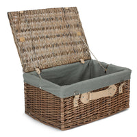 51cm Antique Wash Wicker Picnic Basket with Cotton Lining