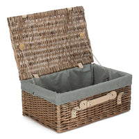 Red Hamper 46cm Antique Wash Wicker Picnic Basket with Cotton Lining