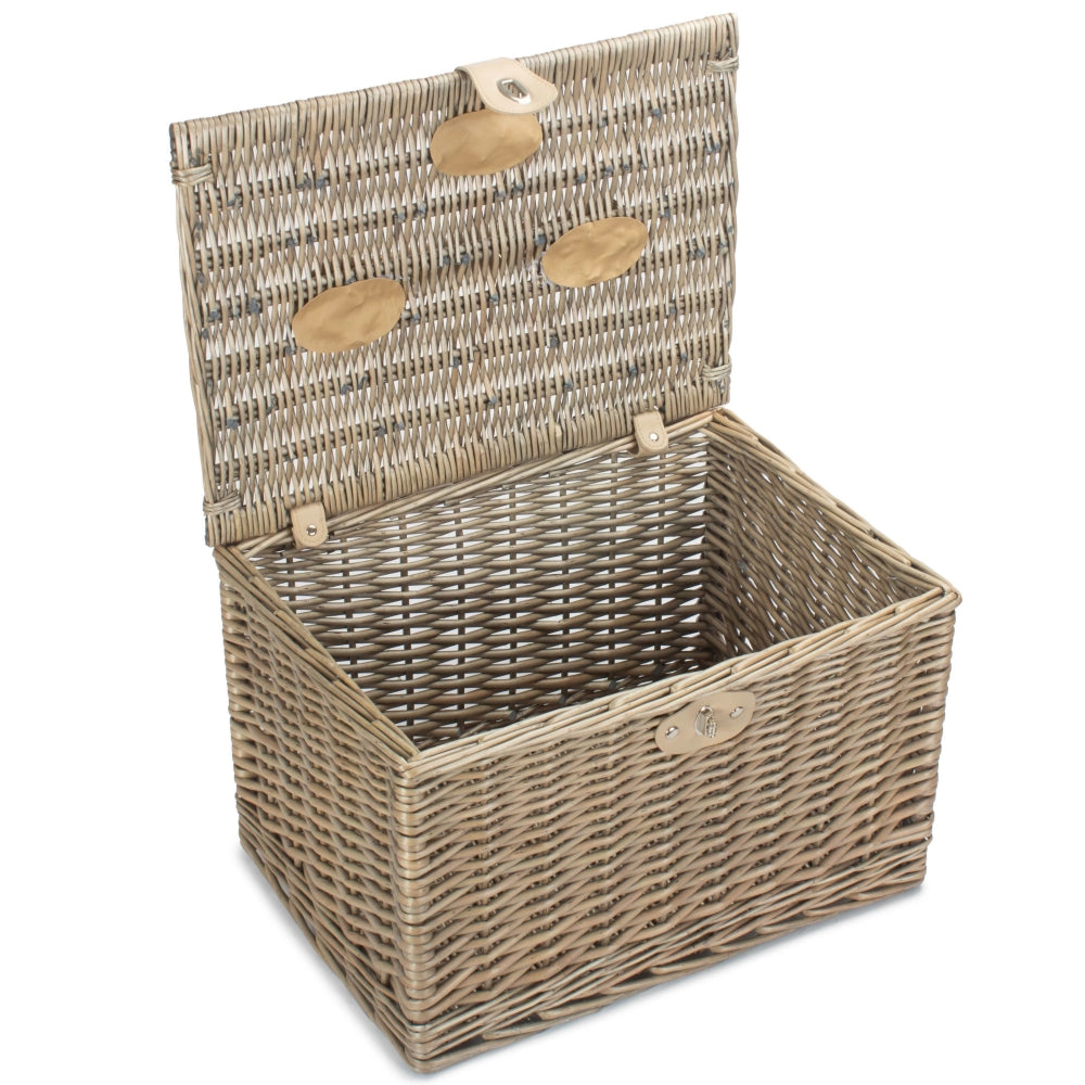 Red Hamper Large Antique Wash Finish Chest Picnic Basket