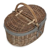 Red Hamper Deep Antique Wash Oval Picnic Basket