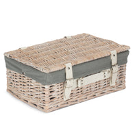 Red Hamper White Wash Empty Picnic Basket