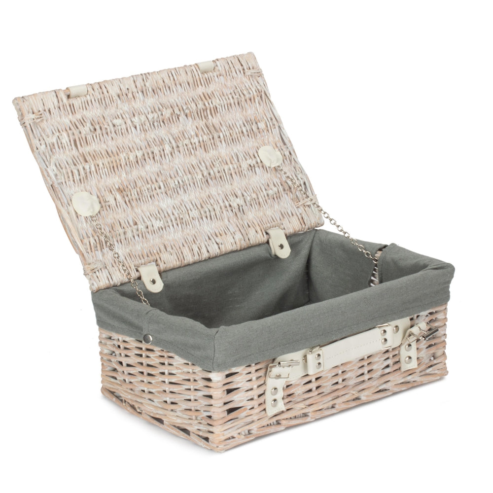 White Wash Empty Picnic Basket