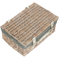 Red Hamper White Wash Empty Picnic Basket