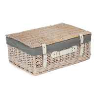 45cm White Wash Empty Picnic Basket