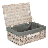 45cm White Wash Empty Picnic Basket