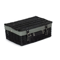 Red Hamper 36cm Empty Black Willow Picnic Basket With Cotton Lining