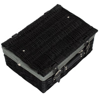 Red Hamper 36cm Empty Black Willow Picnic Basket With Cotton Lining
