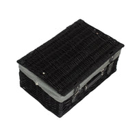 Red Hamper 46cm Empty Black Willow Picnic Basket With Cotton Lining