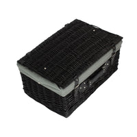 Panier de pique-nique vide en saule noir de 51 cm avec doublure en coton