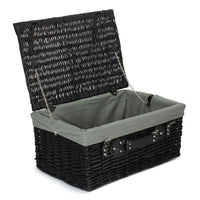 51cm Empty Black Willow Picnic Basket With Cotton Lining