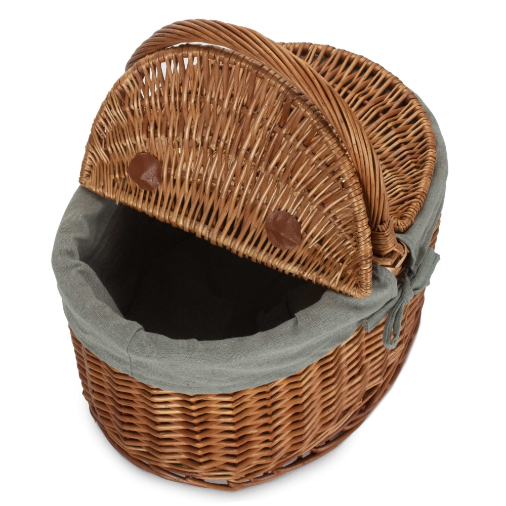 Red Hamper Large Light Steamed Oval Butterfly Lidded Picnic Basket