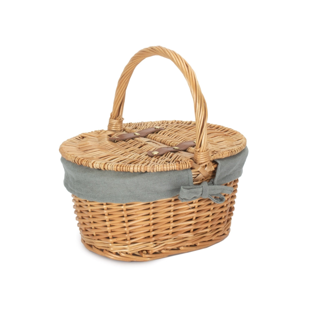 Child's Lined Oval Lidded Picnic Basket