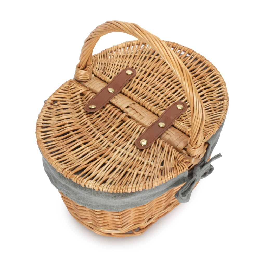 Child's Lined Oval Lidded Picnic Basket