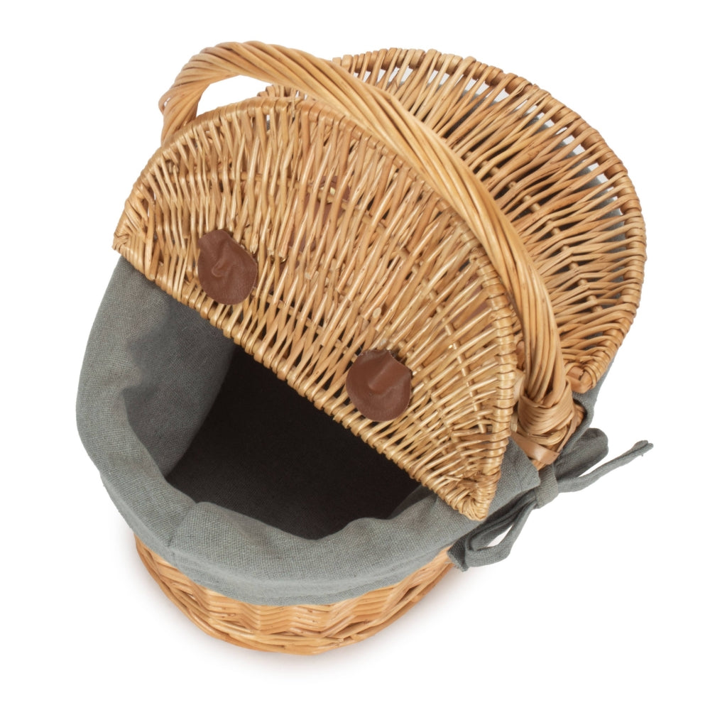 Child's Lined Oval Lidded Picnic Basket