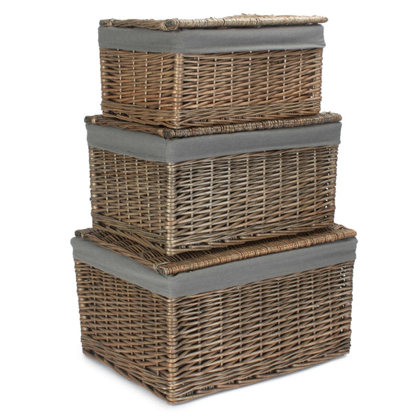 Red Hamper Antique Wash Cotton Lined Storage Basket