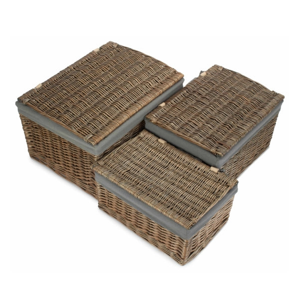 Red Hamper Antique Wash Cotton Lined Storage Basket