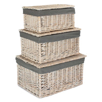 Red Hamper White Wash Steamed Cotton Lined Storage Basket