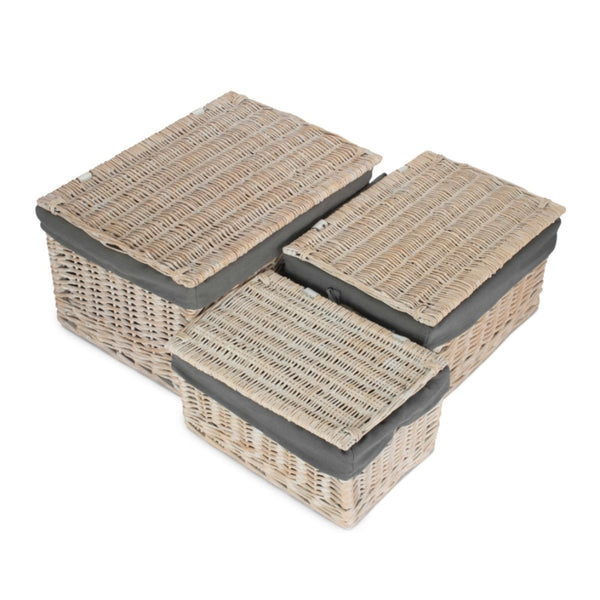 Red Hamper White Wash Steamed Cotton Lined Storage Basket