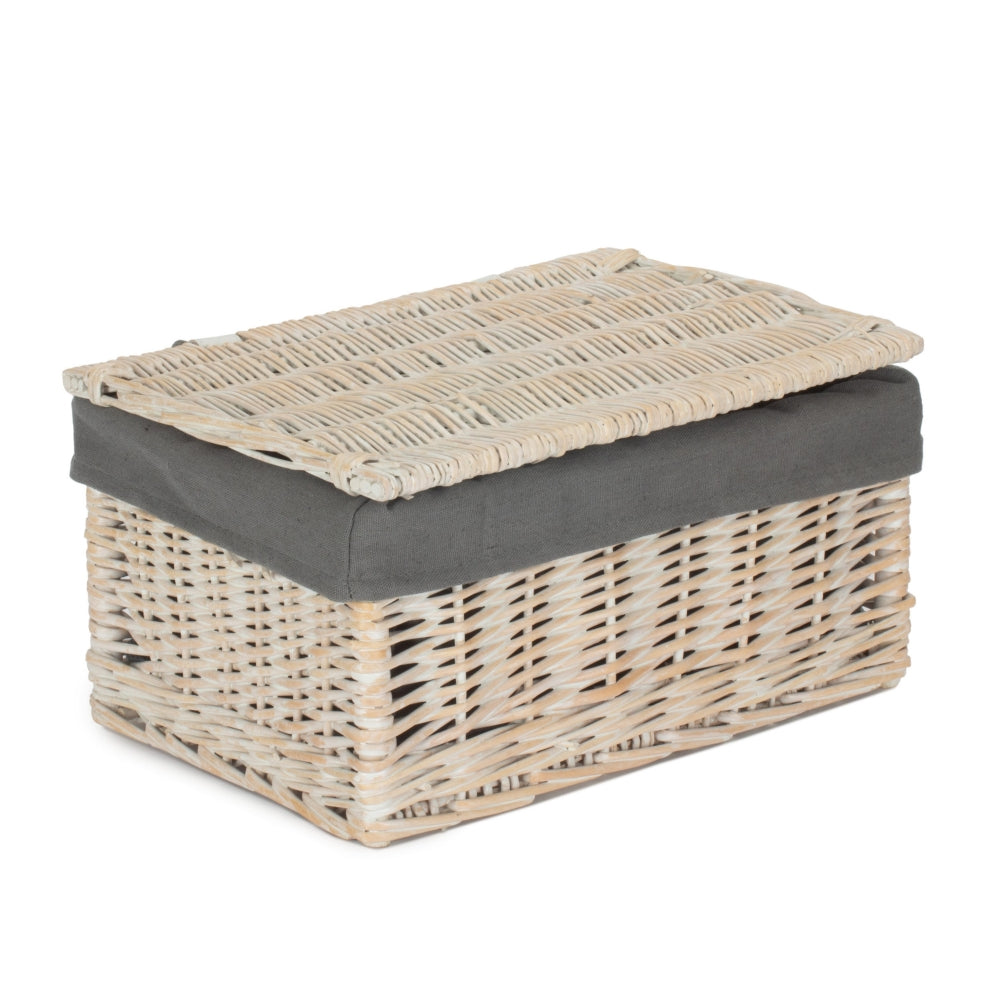 Red Hamper White Wash Steamed Cotton Lined Storage Basket