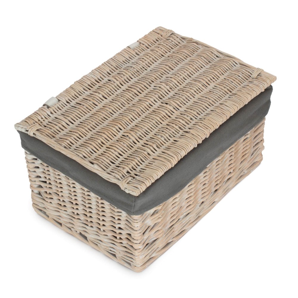 Red Hamper White Wash Steamed Cotton Lined Storage Basket