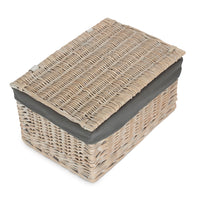 Red Hamper White Wash Steamed Cotton Lined Storage Basket