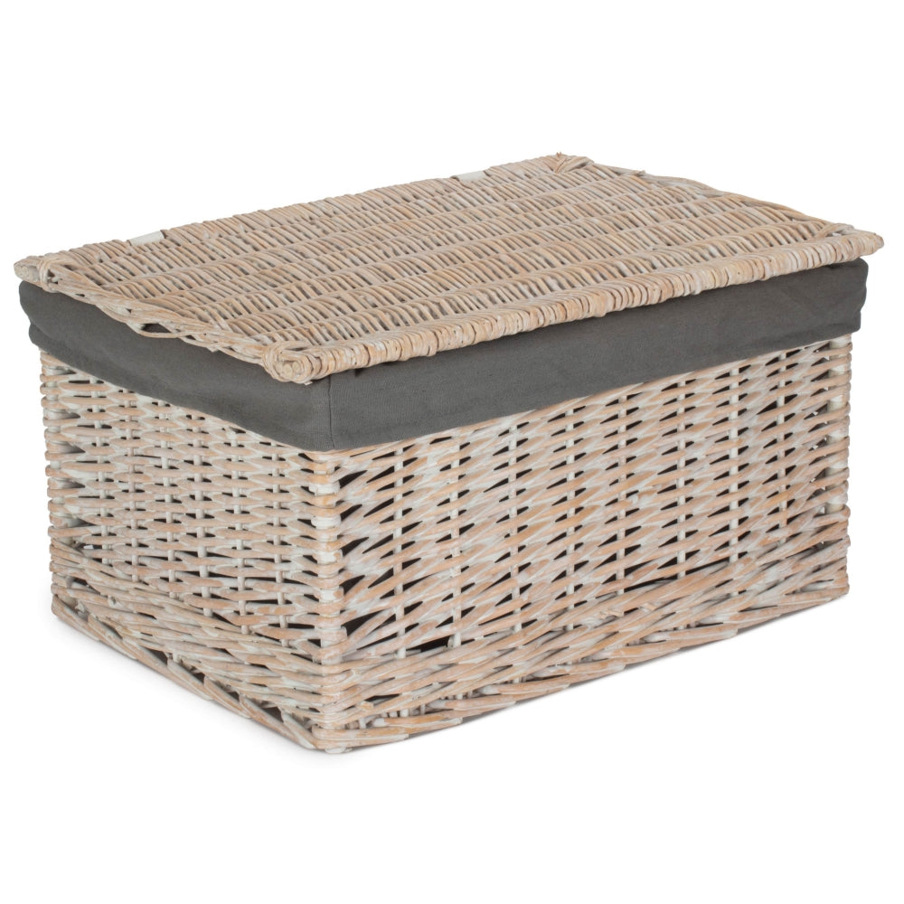 Red Hamper White Wash Steamed Cotton Lined Storage Basket