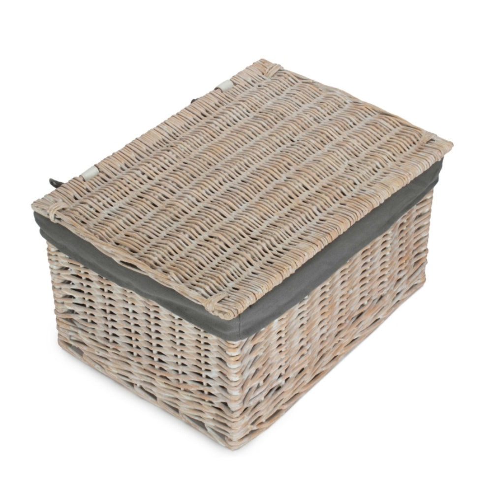 White Wash Steamed Cotton Lined Storage Basket
