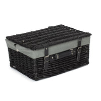 Red Hamper 41cm Empty Black Willow Picnic Basket With Cotton Lining