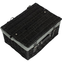 Red Hamper 41cm Empty Black Willow Picnic Basket With Cotton Lining