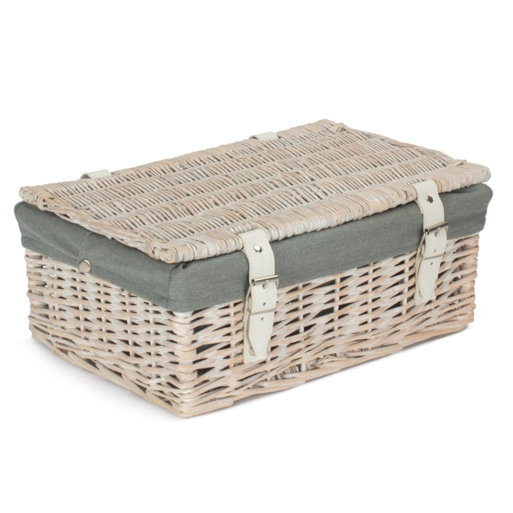 Red Hamper 35cm Empty Wicker Whitewash Picnic Basket