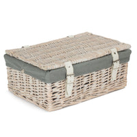 35cm Empty Wicker Whitewash Picnic Basket