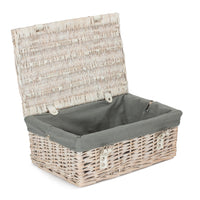 35cm Empty Wicker Whitewash Picnic Basket