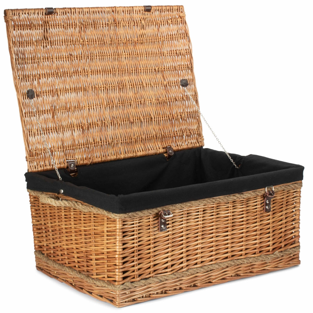 Red Hamper 72cm Double Steamed Rope Handled Wicker Trunk