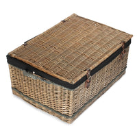 72cm Antique Wash Rope Handled Trunk Picnic Basket