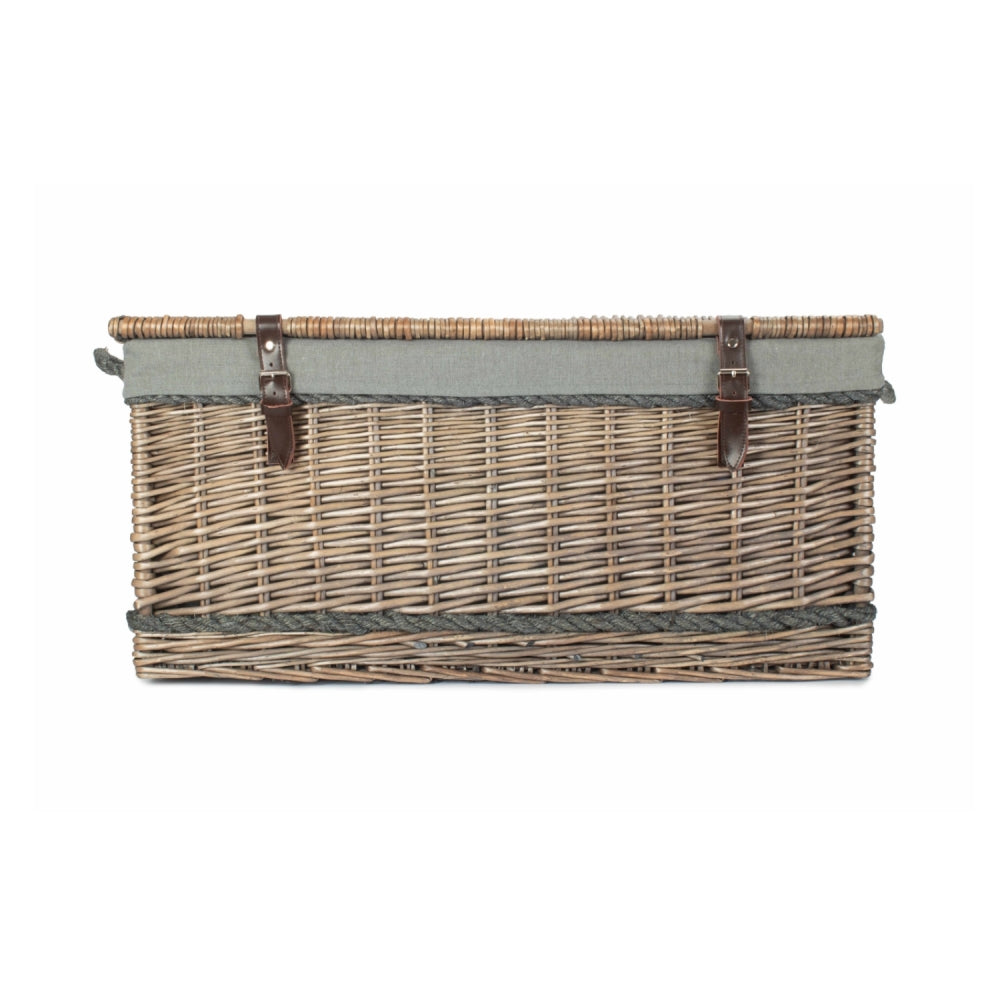 72cm Antique Wash Rope Handled Trunk Picnic Basket