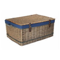 72cm Antique Wash Rope Handled Trunk Picnic Basket