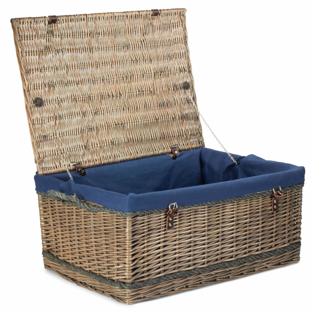 Red Hamper 72cm Antique Wash Rope Handled Trunk Picnic Basket