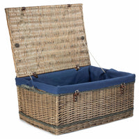 72cm Antique Wash Rope Handled Trunk Picnic Basket