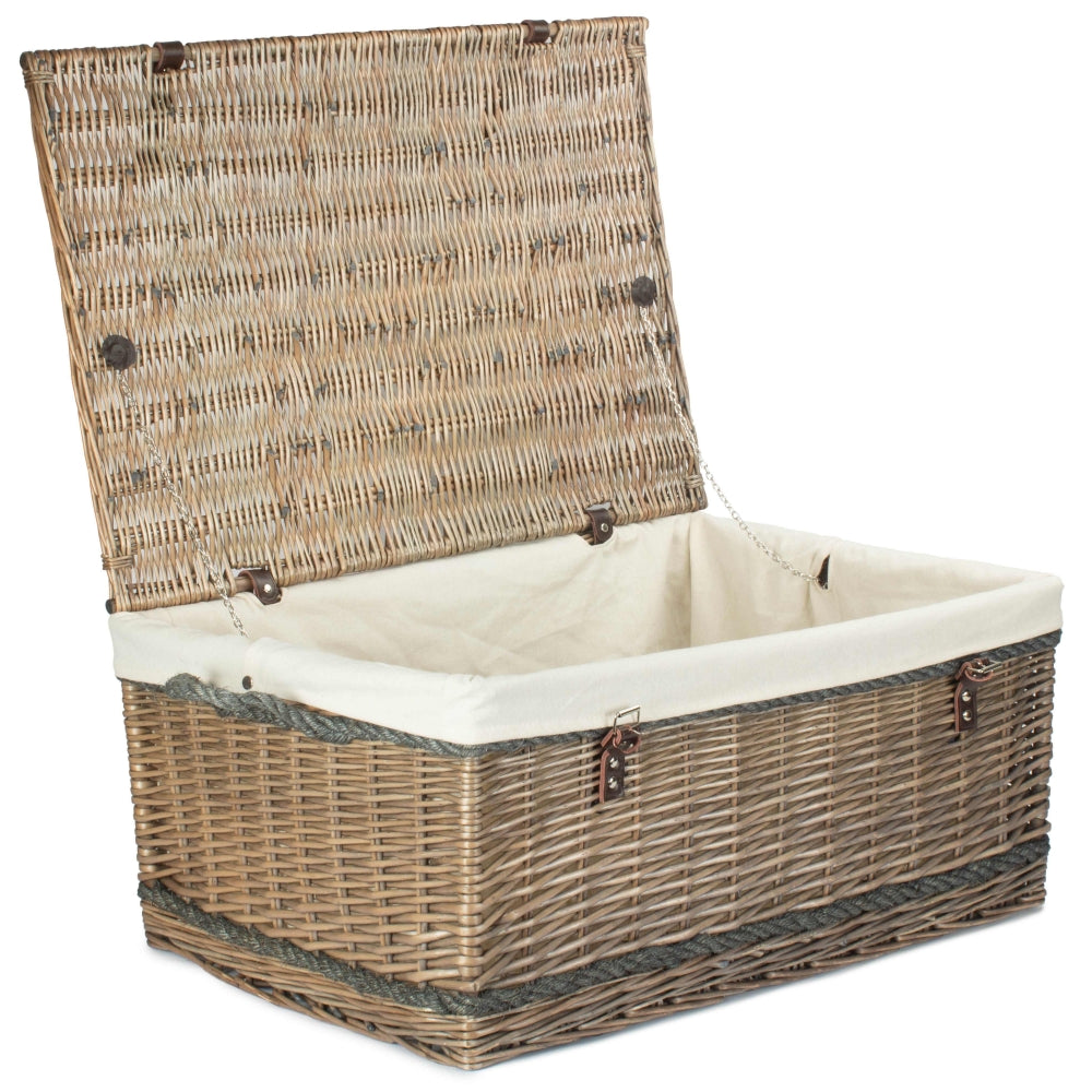 Red Hamper 72cm Antique Wash Rope Handled Trunk Picnic Basket