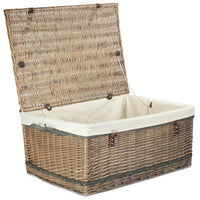 72cm Antique Wash Rope Handled Trunk Picnic Basket