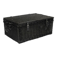 67cm Black Wicker Rope Handled Picnic Basket