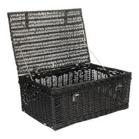 67cm Black Wicker Rope Handled Picnic Basket