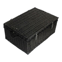 67cm Black Wicker Rope Handled Picnic Basket